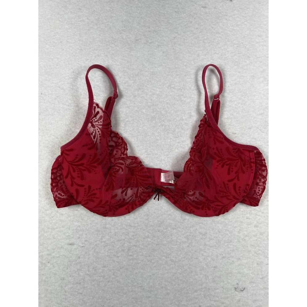 Victoria's Secret Vintage Y2K Red Lace Demi Cup Underwire Bra 36D